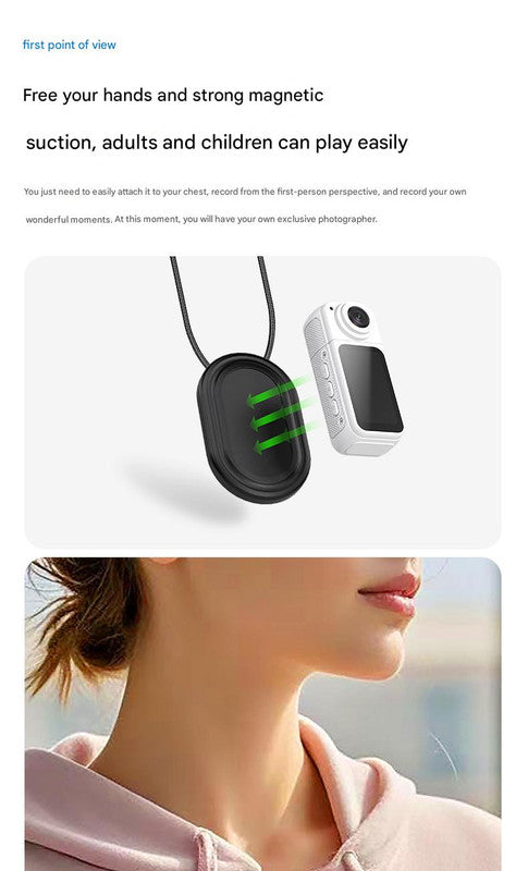 Thumb-Sized 2.7K Camera with 180 Rotatable Lens & Magnet Mount - Capture Your World Hands-Free black+64G