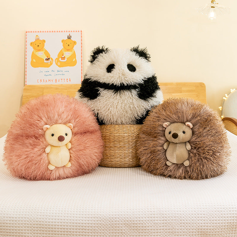 Super Soft Animal Sphere Plush Pillow - 38cm Decorative Throw Cushion for Sofa & Bed peach