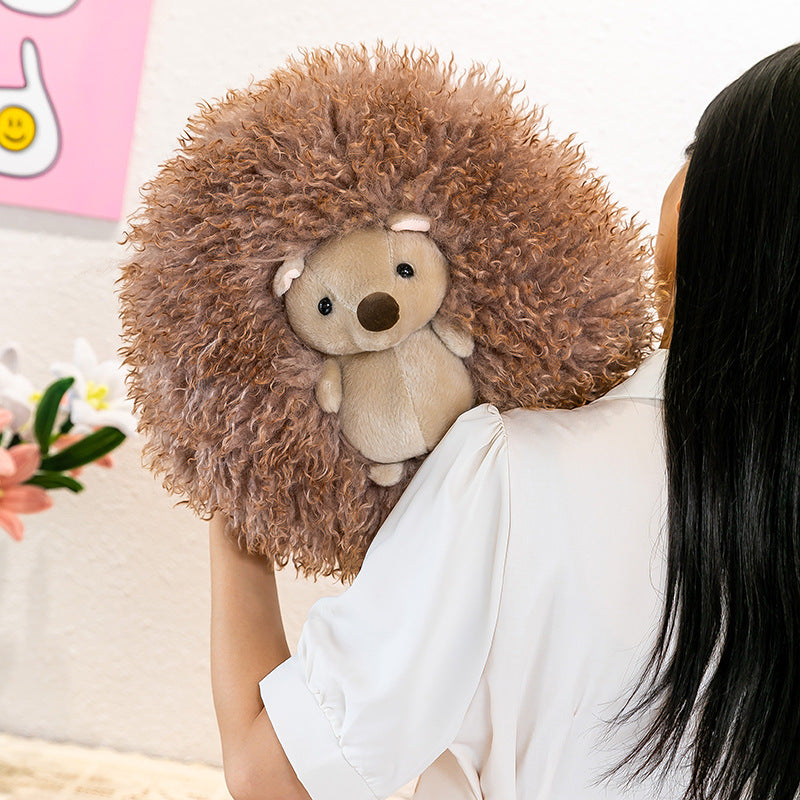 Super Soft Animal Sphere Plush Pillow - 38cm Decorative Throw Cushion for Sofa & Bed peach