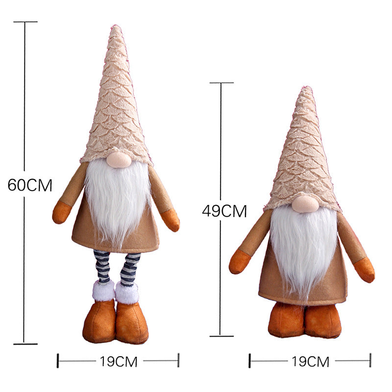 Retractable Leg Christmas Gnome Plush - Adjustable Standing Holiday Decoration white