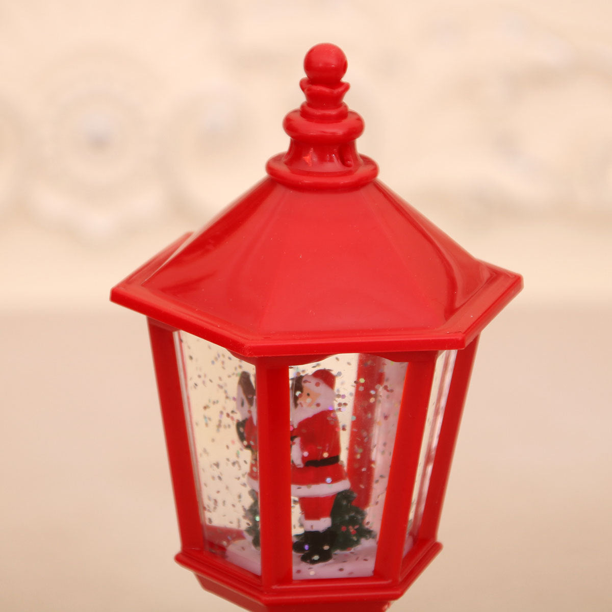 Festive LED Christmas Snow Globe Lantern - Glittering Tabletop Decoration with Santa/Snowman Scene, Dual Power Bronze