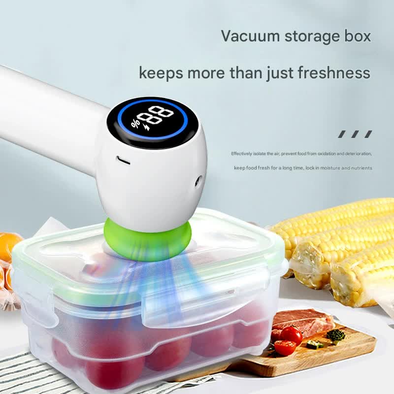 Multi-Function Handheld Vacuum Sealer & Inflator with LED Display - For Food Storage, Jars, Bags & Balls white