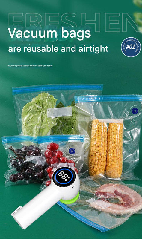 Multi-Function Handheld Vacuum Sealer & Inflator with LED Display - For Food Storage, Jars, Bags & Balls white