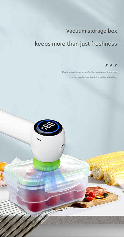 Multi-Function Handheld Vacuum Sealer & Inflator with LED Display - For Food Storage, Jars, Bags & Balls white