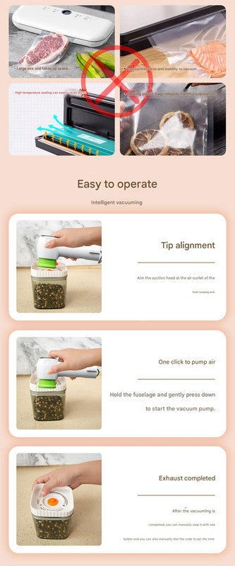 Multi-Function Handheld Vacuum Sealer & Inflator with LED Display - For Food Storage, Jars, Bags & Balls white