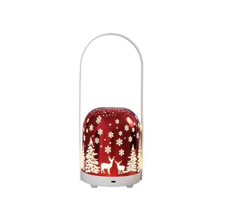 Portable Christmas LED Lantern - Dimmable, 3 Color Temps, 5200mAh Battery & Memory Function red