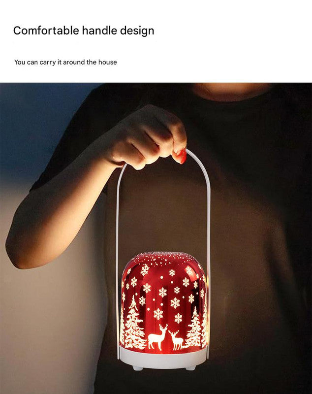 Portable Christmas LED Lantern - Dimmable, 3 Color Temps, 5200mAh Battery & Memory Function Green
