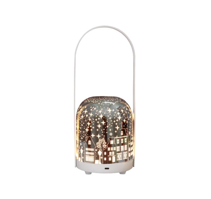 Portable Christmas LED Lantern - Dimmable, 3 Color Temps, 5200mAh Battery & Memory Function Silver