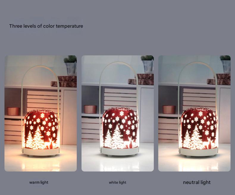 Portable Christmas LED Lantern - Dimmable, 3 Color Temps, 5200mAh Battery & Memory Function Silver