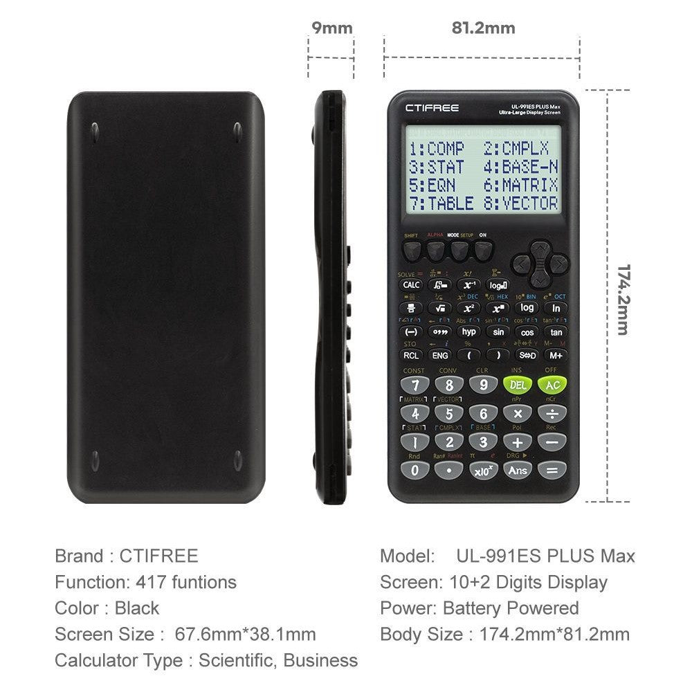 Advanced Scientific Calculator with 417 Functions & Large Natural Textbook Display silver