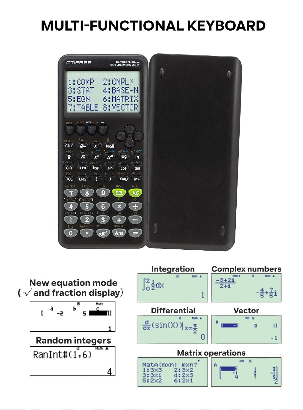 Advanced Scientific Calculator with 417 Functions & Large Natural Textbook Display silver