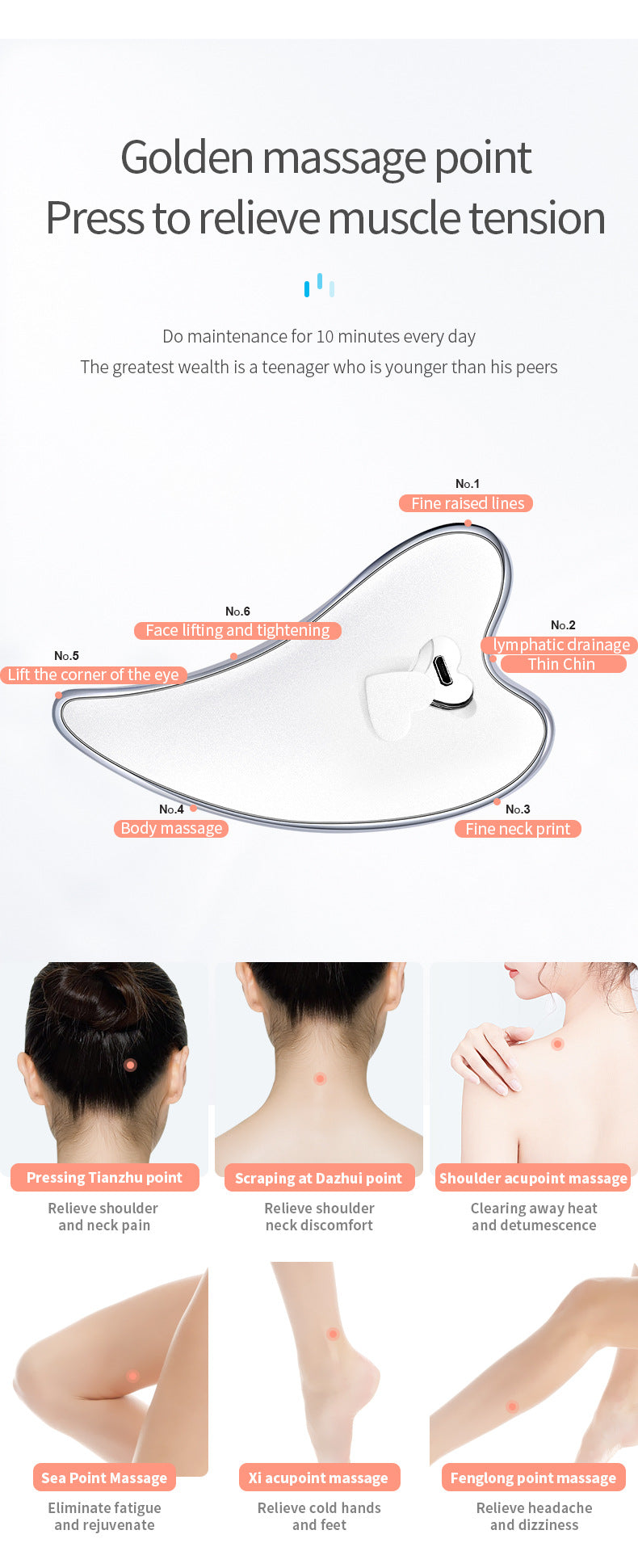 Electric Gua Sha Facial Massager with Heat, Vibration & LED Light Therapy - 4-in-1 Scraping Tool for Face Lifting, Skin Tightening & Anti-Wrinkle White
