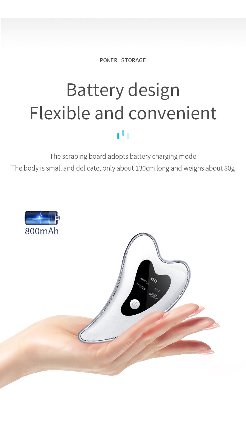 Electric Gua Sha Facial Massager with Heat, Vibration & LED Light Therapy - 4-in-1 Scraping Tool for Face Lifting, Skin Tightening & Anti-Wrinkle White