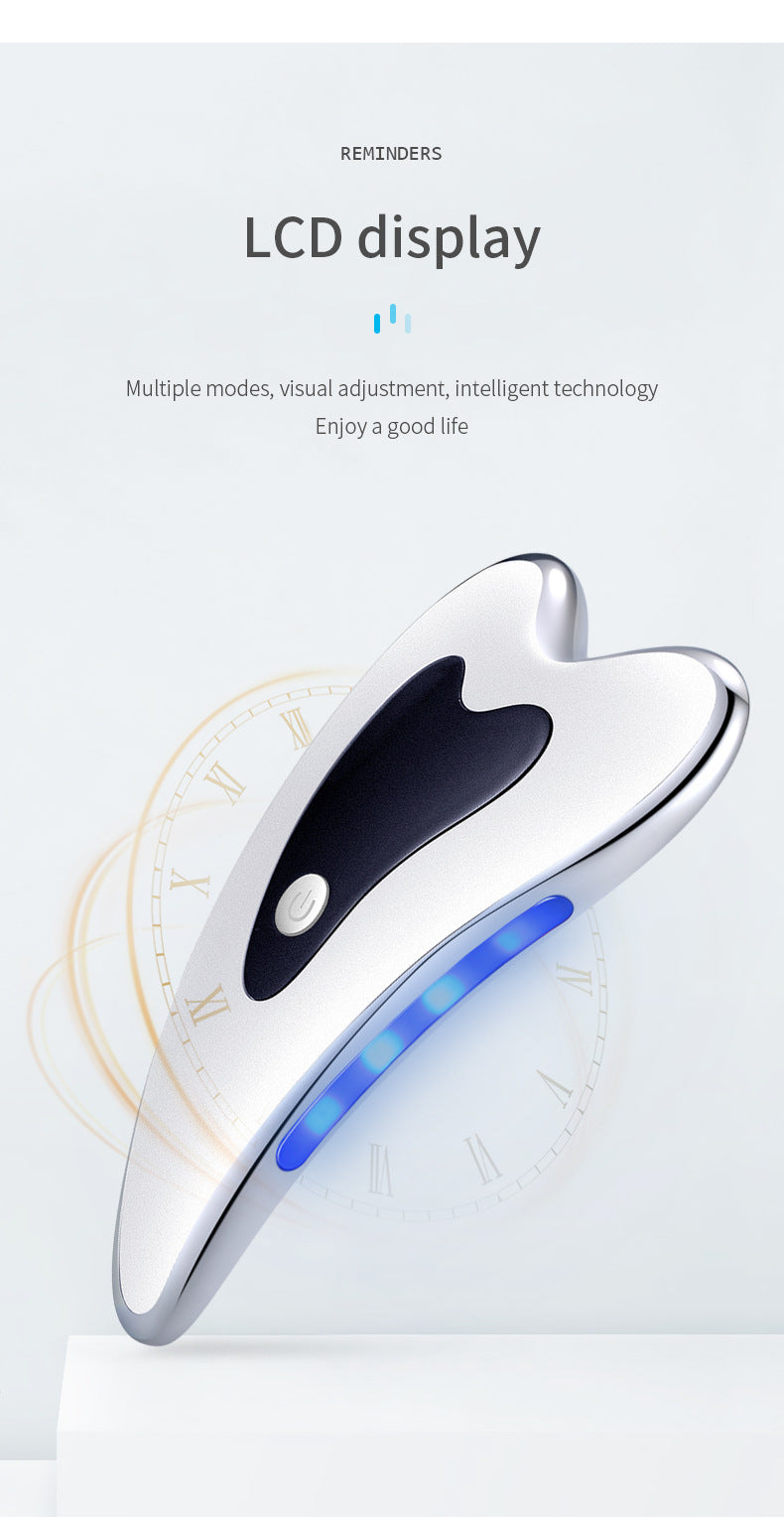 Electric Gua Sha Facial Massager with Heat, Vibration & LED Light Therapy - 4-in-1 Scraping Tool for Face Lifting, Skin Tightening & Anti-Wrinkle White