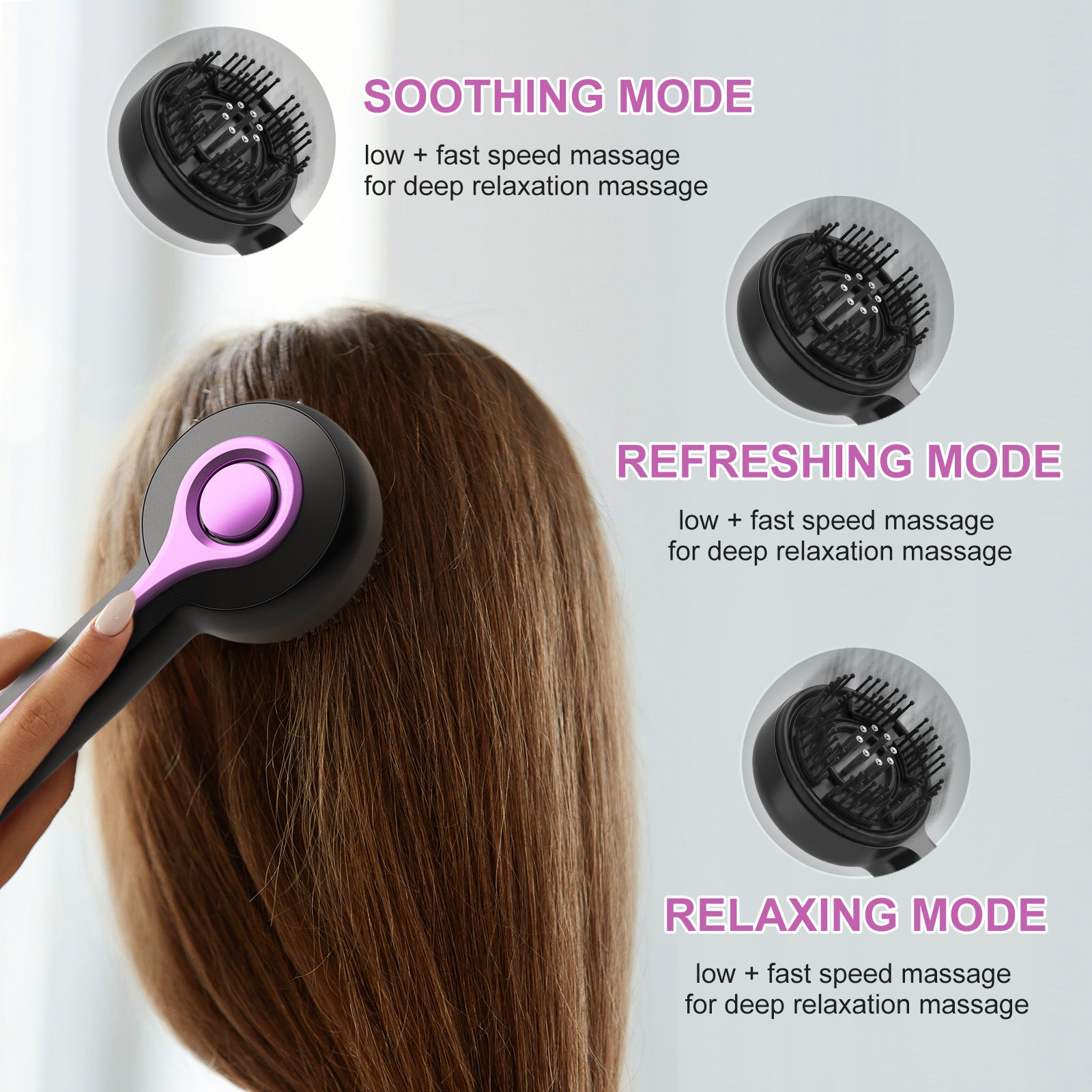 Electric Scalp Massager & Essential Oil Applicator Brush - 360 Kneading, 3 Modes, USB-C Rechargeable grey