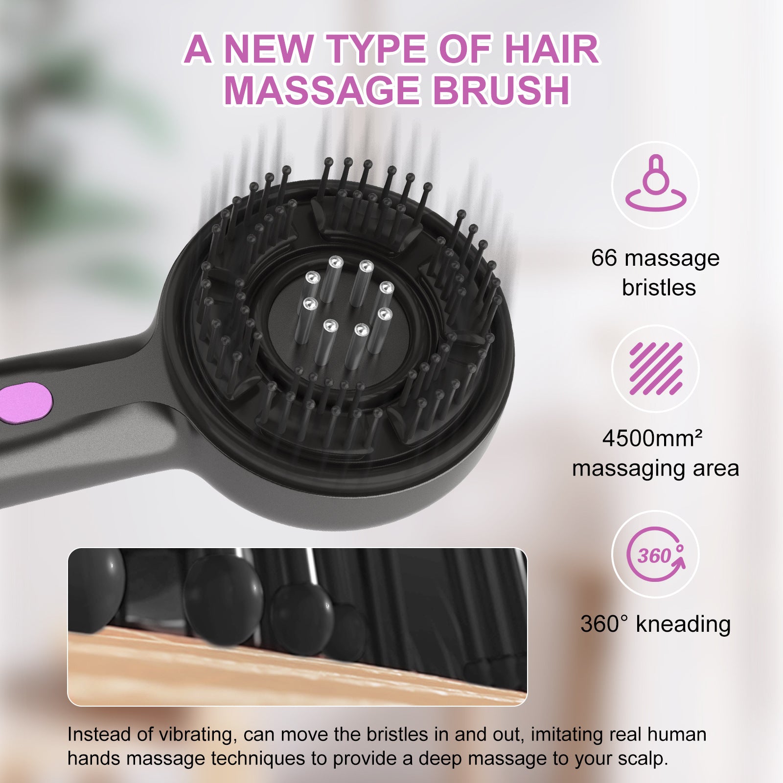Electric Scalp Massager & Essential Oil Applicator Brush - 360 Kneading, 3 Modes, USB-C Rechargeable red