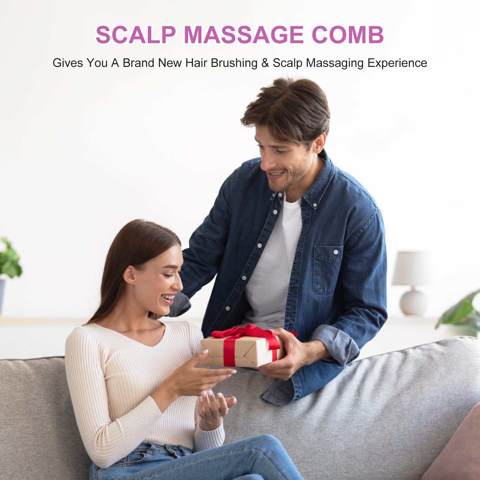 Electric Scalp Massager & Essential Oil Applicator Brush - 360 Kneading, 3 Modes, USB-C Rechargeable red