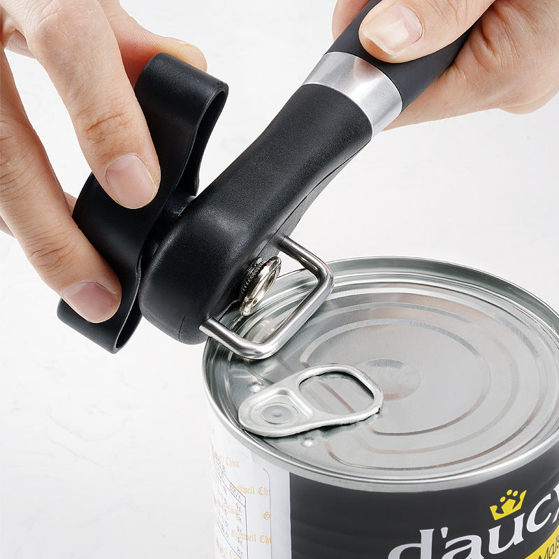 2pc Multifunctional Safe-Cut Can Opener - Smooth Edge, Ergonomic Handle black