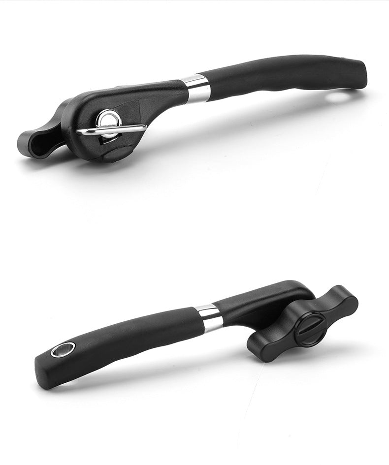 2pc Multifunctional Safe-Cut Can Opener - Smooth Edge, Ergonomic Handle black