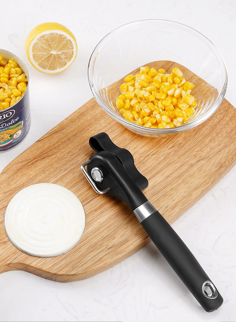 2pc Multifunctional Safe-Cut Can Opener - Smooth Edge, Ergonomic Handle black