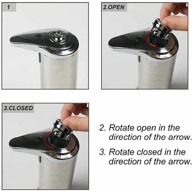 Touchless Automatic Soap Dispenser - Stainless Steel, Adjustable Volume, Infrared Sensor for Kitchen & Bathroom Silver