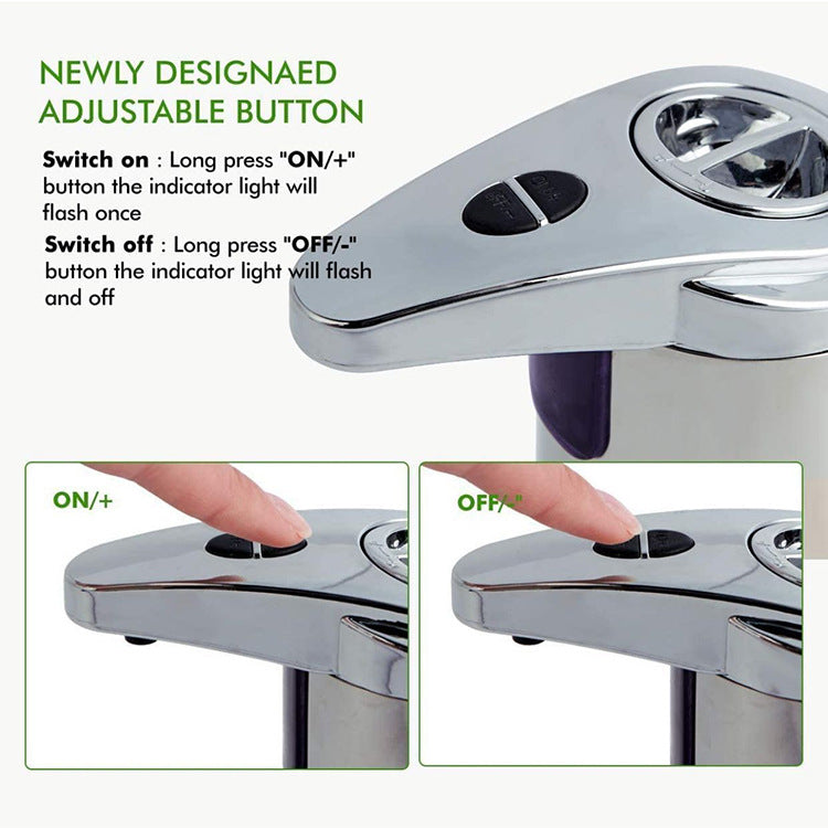 Touchless Automatic Soap Dispenser - Stainless Steel, Adjustable Volume, Infrared Sensor for Kitchen & Bathroom Silver