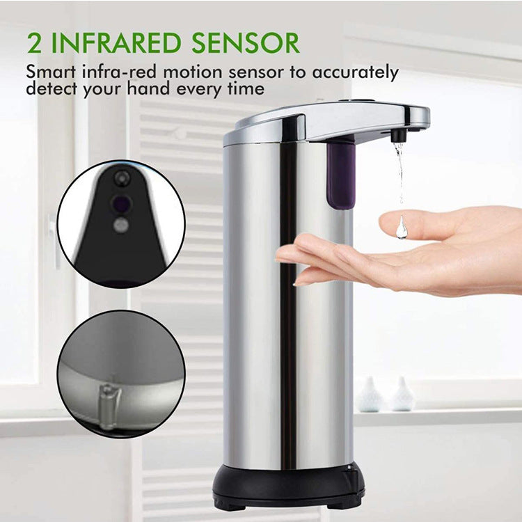 Touchless Automatic Soap Dispenser - Stainless Steel, Adjustable Volume, Infrared Sensor for Kitchen & Bathroom Silver