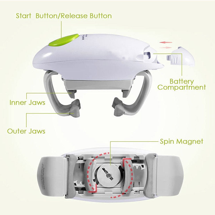 Effortless Electric Jar Opener - Automatic Grip for Arthritis Sufferers, Seniors & Weak Hands white