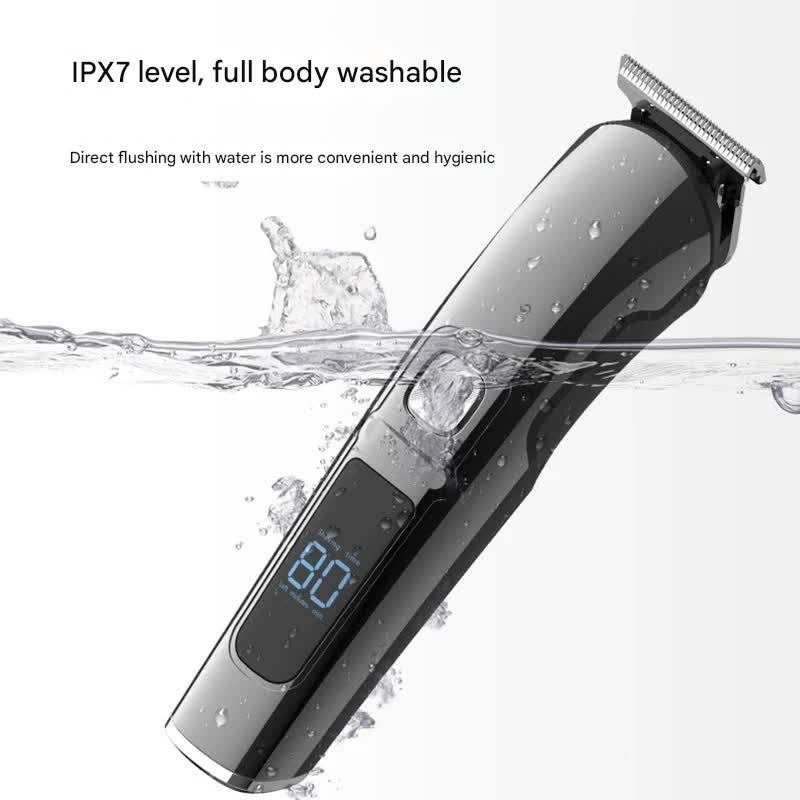 All-in-One Professional Men's Grooming Kit - IPX7 Waterproof Hair Clipper & Beard Trimmer with LED Display Grey