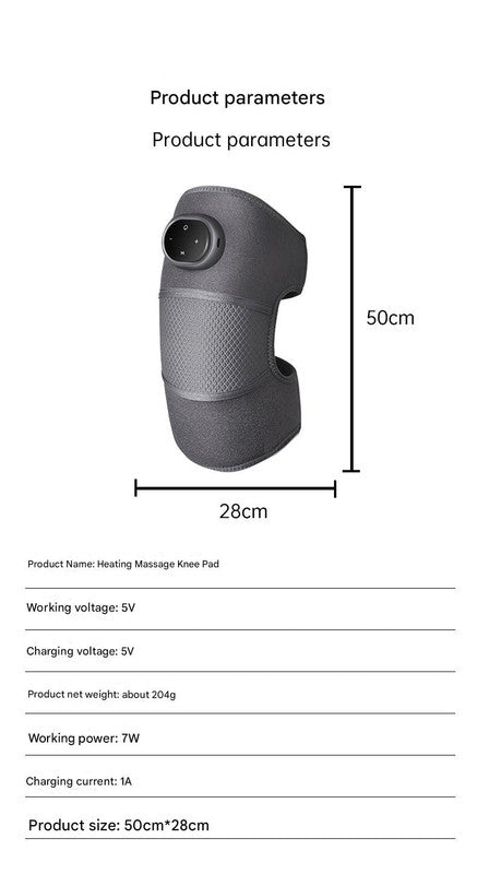 Rechargeable Heated Knee Massager Brace with Vibration & Adjustable Straps Grey