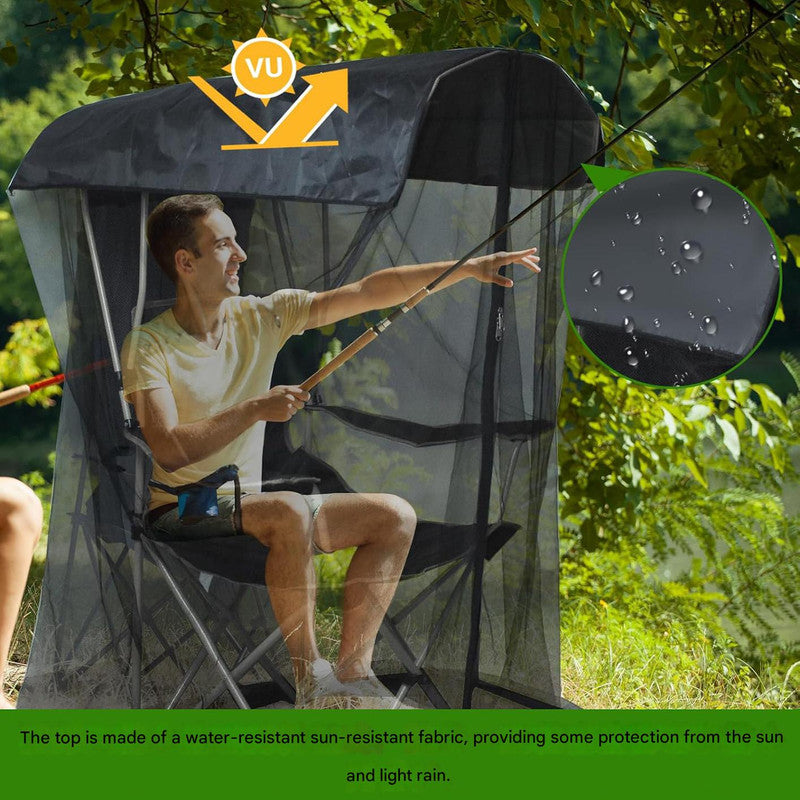 Portable Outdoor Chair Cover with Mosquito Net & Sun Canopy - UV & Water-Resistant Shelter for Camping & Fishing black 185*125*205CM