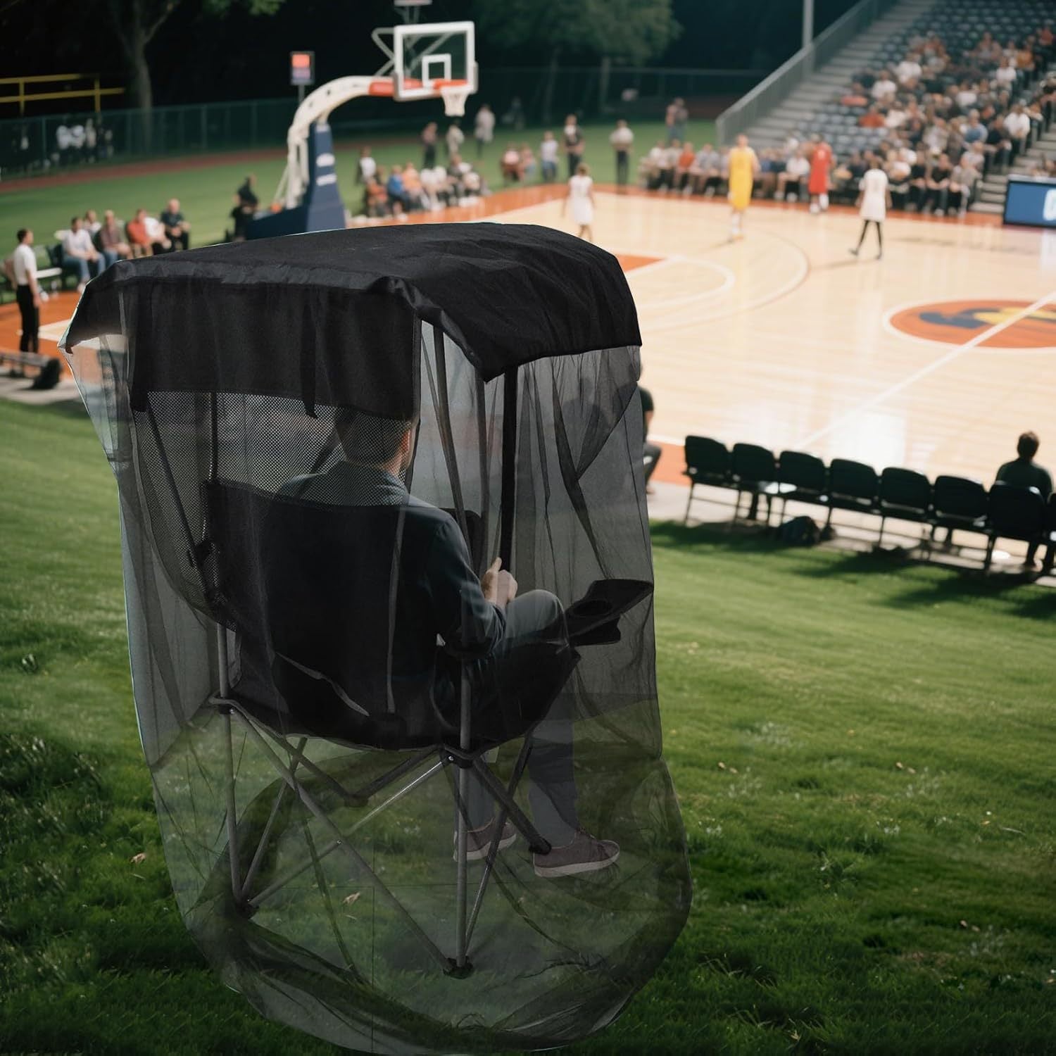 Portable Outdoor Chair Cover with Mosquito Net & Sun Canopy - UV & Water-Resistant Shelter for Camping & Fishing black 205*125*205CM
