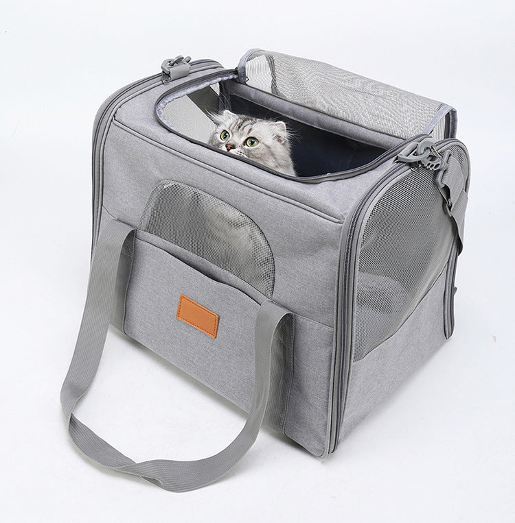 Foldable Soft-Sided Pet Carrier for Travel - Fits Cats & Small Dogs Under 6kg, with Removable Plush Bed & Shoulder Strap black