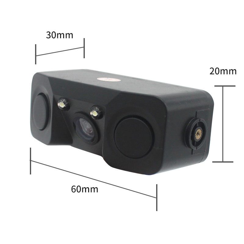 3-in-1 Car Reversing Camera & Parking Sensor System with Monitor - License Plate Frame Mount, Waterproof & Night Vision black