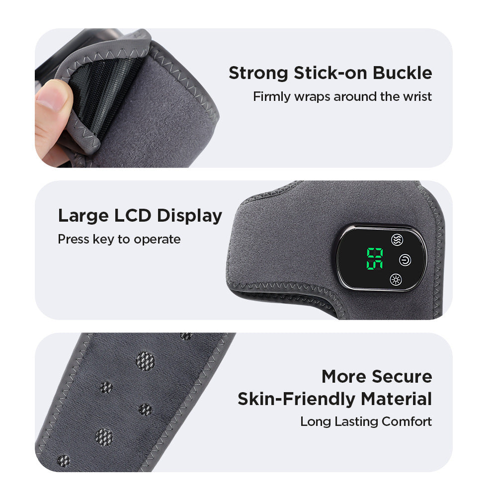 Rechargeable Electric Heating Ankle Brace with Vibration Massage - 5 Heat Levels & 3 Massage Modes Grey