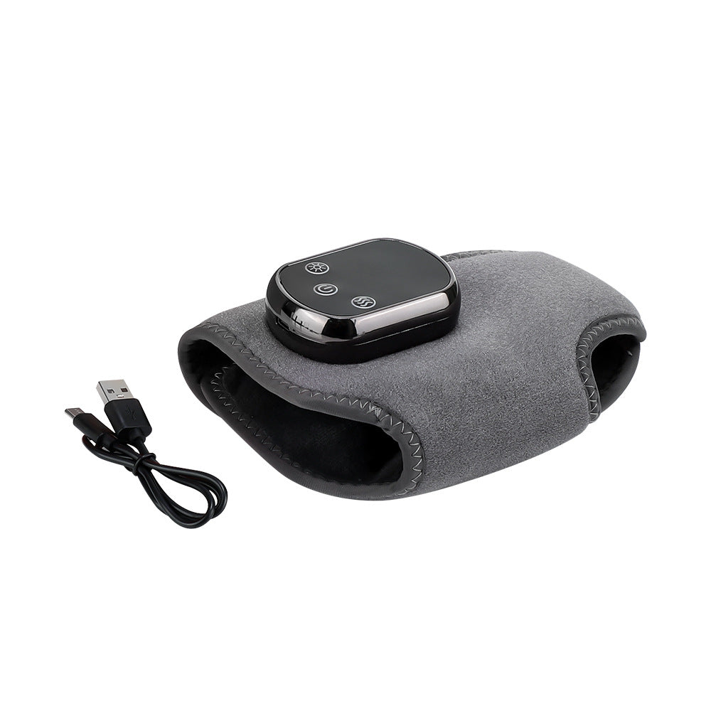 Rechargeable Electric Heating Ankle Brace with Vibration Massage - 5 Heat Levels & 3 Massage Modes Grey