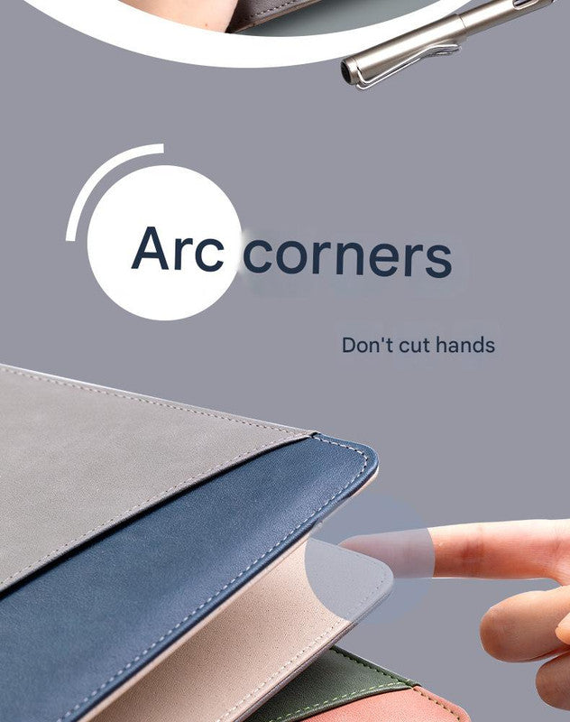 A4 PU Leather Business Portfolio with Ring Binder, Calculator & 40 Sleeves grey and black