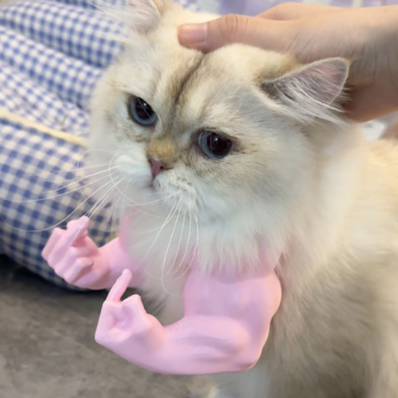 2pc Hilarious Muscle Arm Pet Costume Prop - Funny Novelty Arms for Cats & Small Dogs pink