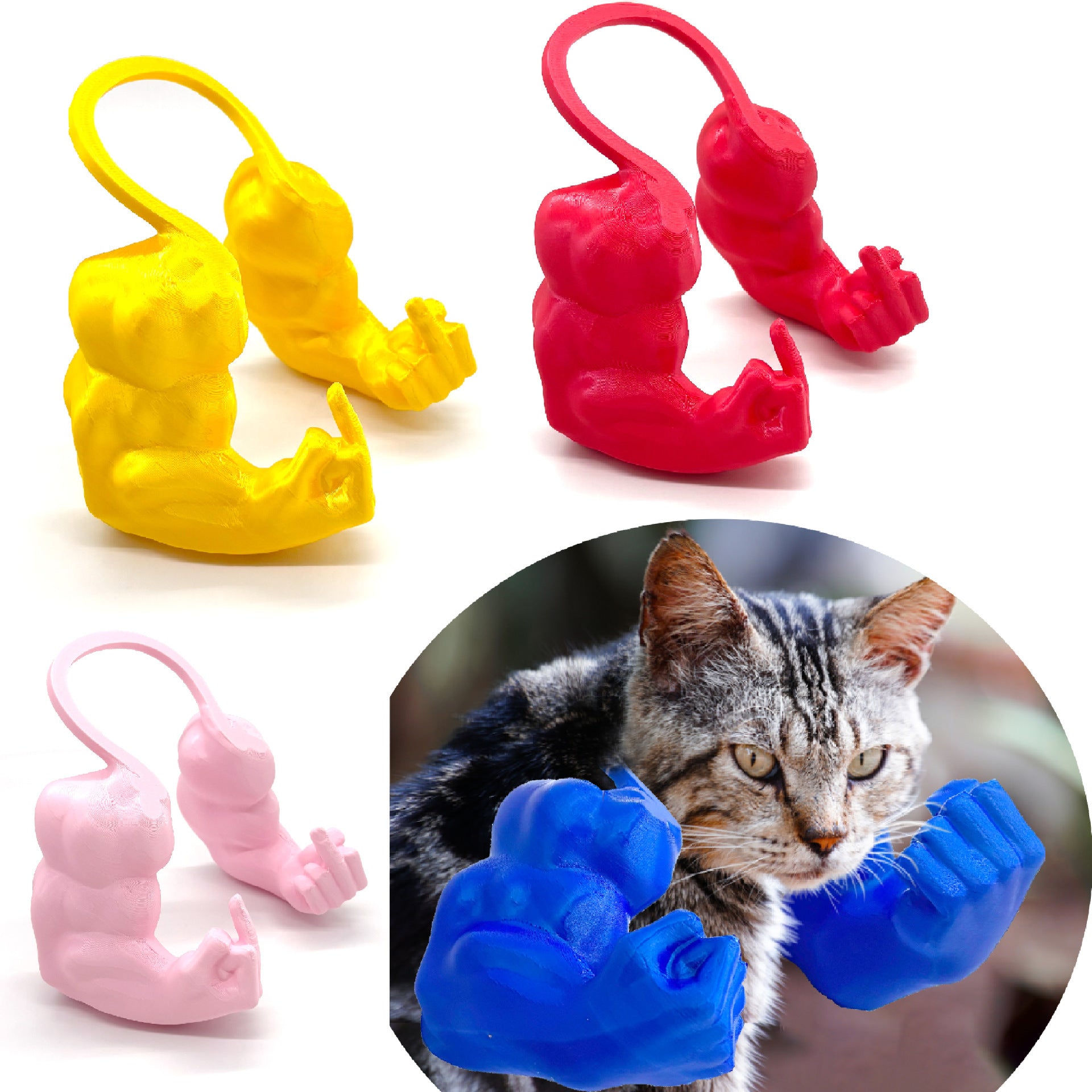2pc Hilarious Muscle Arm Pet Costume Prop - Funny Novelty Arms for Cats & Small Dogs pink