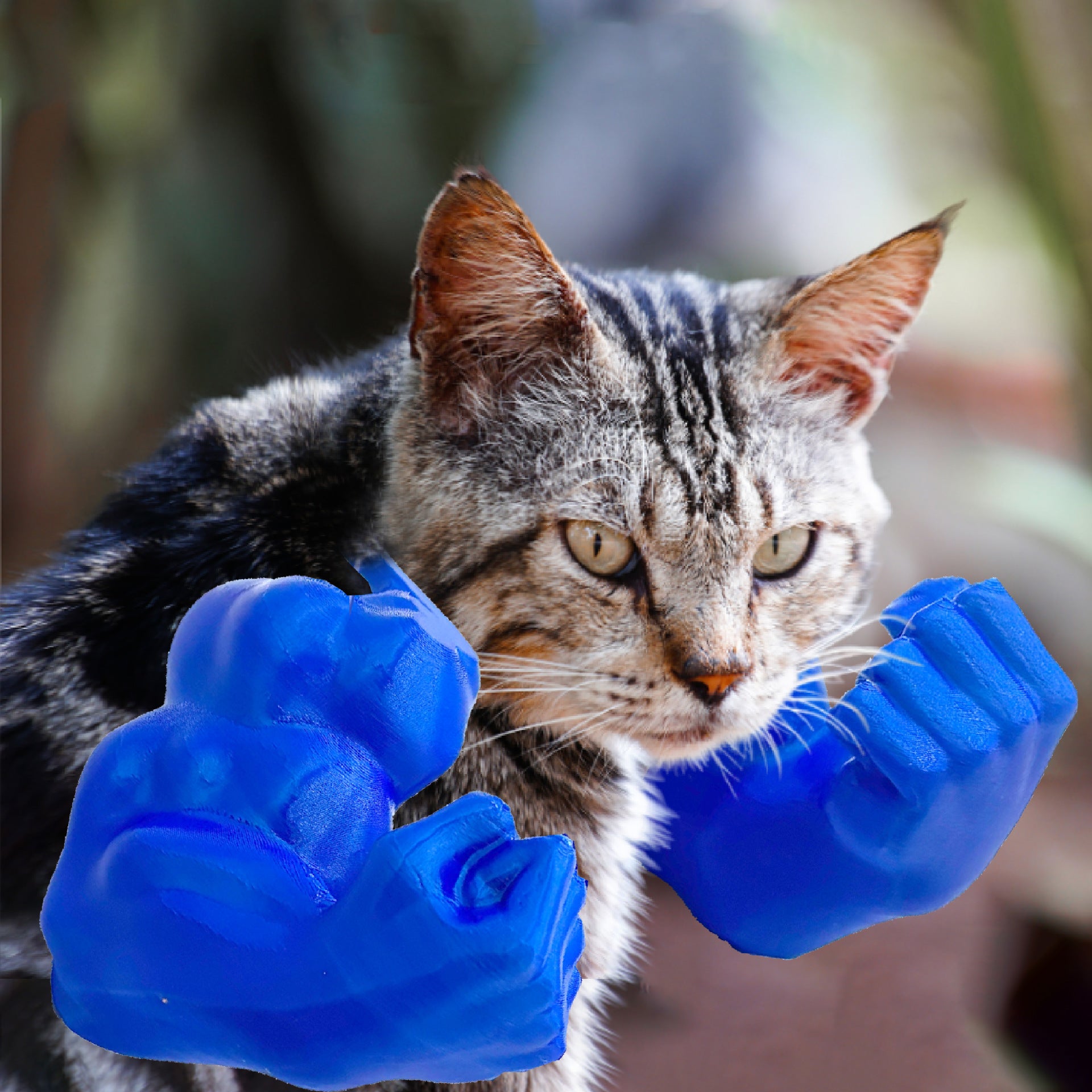 2pc Hilarious Muscle Arm Pet Costume Prop - Funny Novelty Arms for Cats & Small Dogs blue