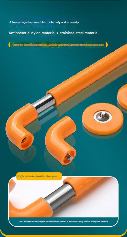 2pc Heavy-Duty Anti-Slip Safety Grab Bar with Luminous Rings - Stainless Steel Core Bathroom Handrail yellow 50cm