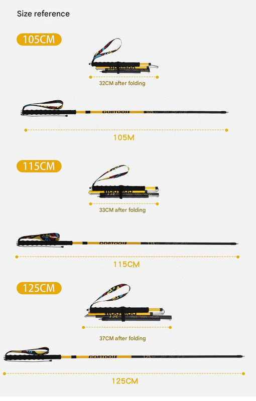 Ultralight Carbon Fiber Foldable Trail Running & Hiking Pole blue Recommended height range 175-185cm