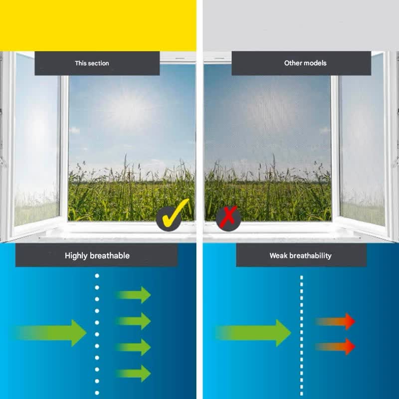3pc DIY Magnetic Window Screen Kit - Fine Mesh Insect Net, No Drilling Required, Cut to Size black 150cm x 130cm