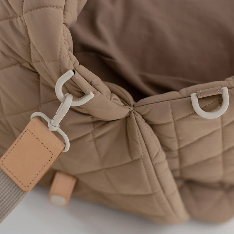 Luxury Quilted 2-in-1 Pet Travel Carrier & Car Booster Seat for Small Dogs beige