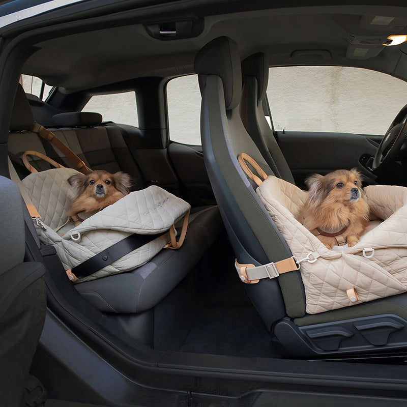 Luxury Quilted 2-in-1 Pet Travel Carrier & Car Booster Seat for Small Dogs Blue-gray