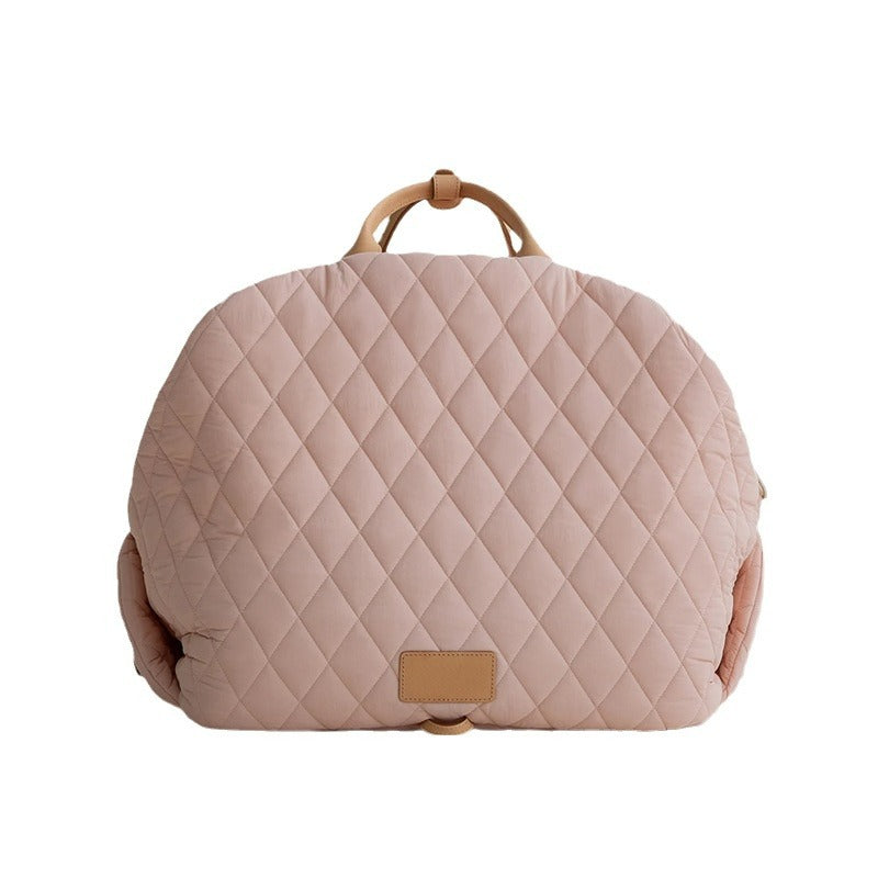 Luxury Quilted 2-in-1 Pet Travel Carrier & Car Booster Seat for Small Dogs Pink