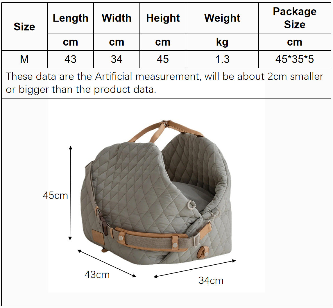 Luxury Quilted 2-in-1 Pet Travel Carrier & Car Booster Seat for Small Dogs Pink