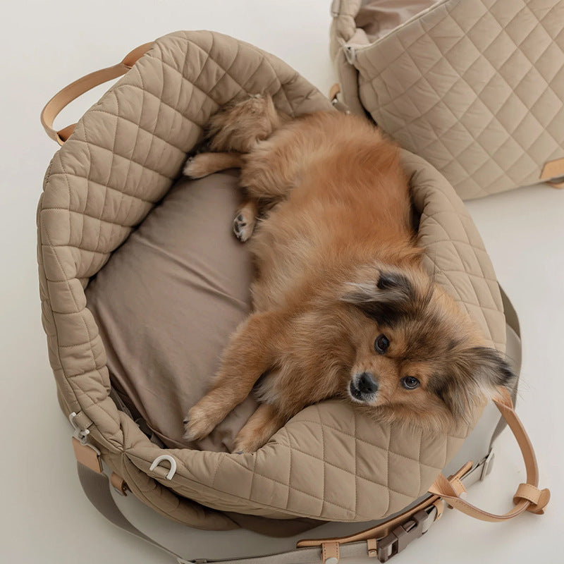 Luxury Quilted 2-in-1 Pet Travel Carrier & Car Booster Seat for Small Dogs Pink