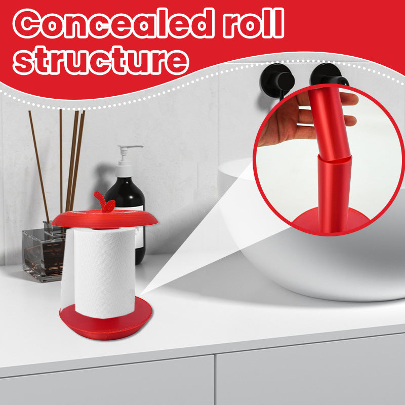 Apple-Shaped Adjustable Tissue Roll Holder - Fun & Practical Desktop Paper Towel Stand red