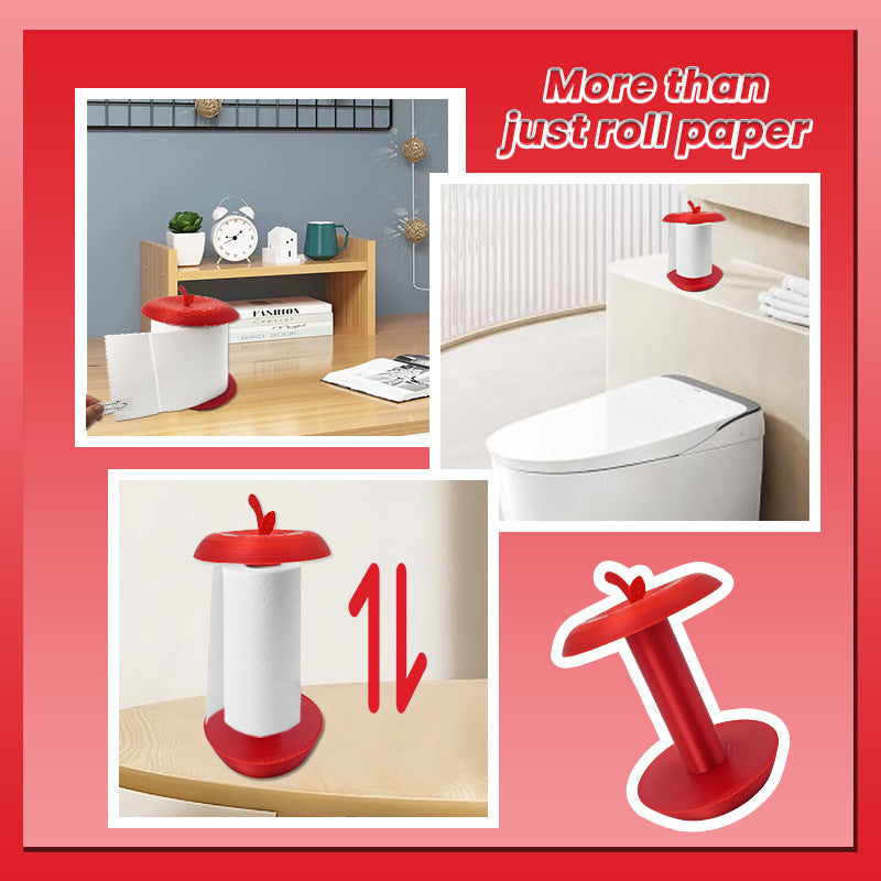 Apple-Shaped Adjustable Tissue Roll Holder - Fun & Practical Desktop Paper Towel Stand red